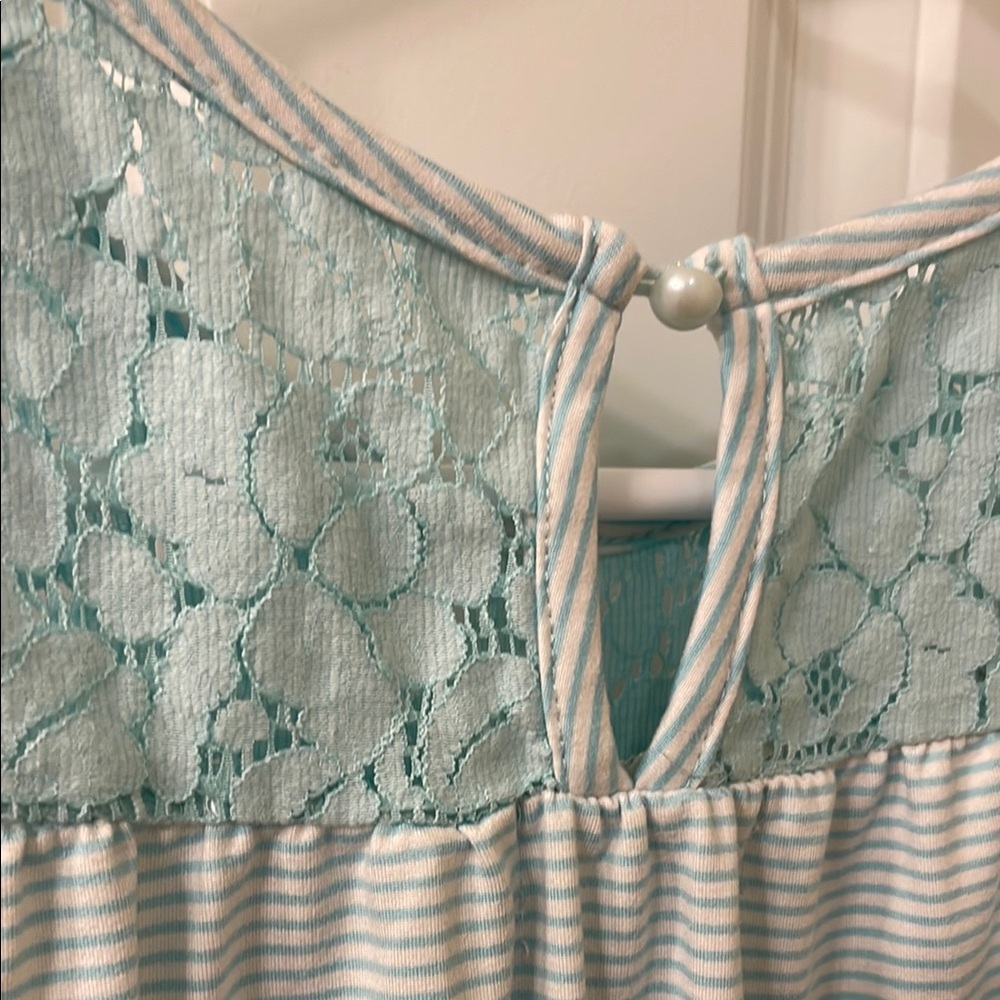 Btween Girls Blue Striped Lace Romper Size 8 Summer - Picture 4 of 5